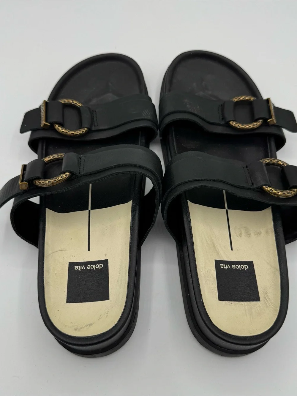 Dolce Vita Soya Platform Sandals Onyx black Leather Size 9 minimalist neutral